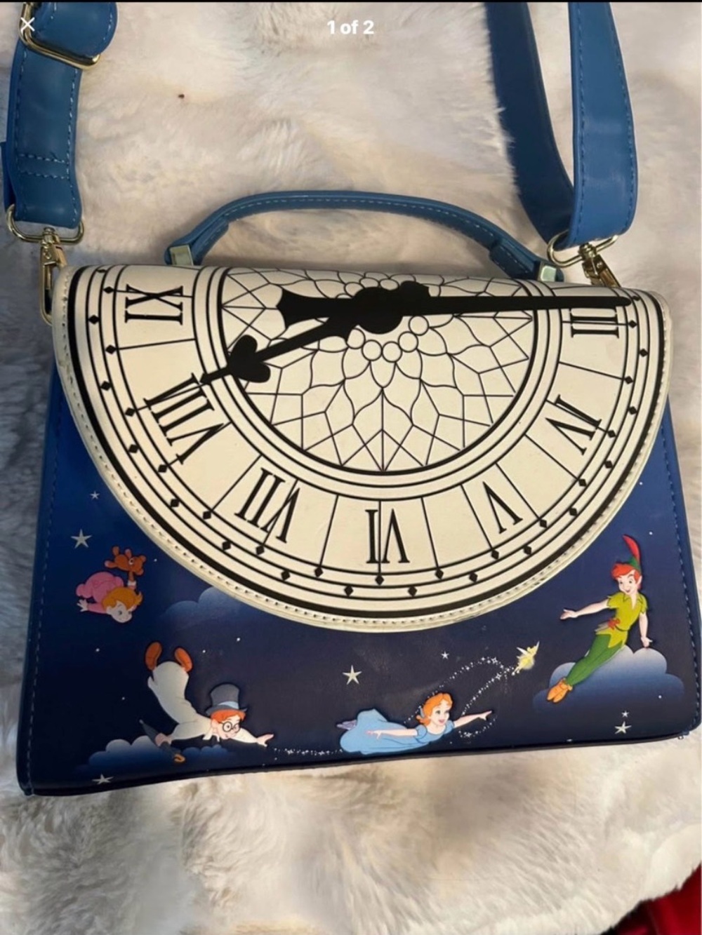 Loungefly Blue Peter Pan Clock-Flap Crossbody Satchel
